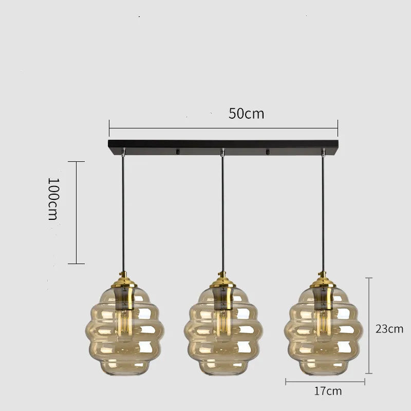 suspension moderne en verre teinté pour décoration intérieure