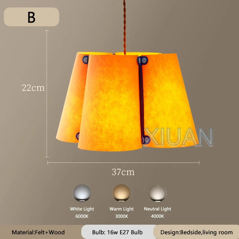 Art Design Restaurant Pendant Lamps Detachable Felt Sconces LED E27 Hanging Light for Living Room Dining Table Green White Pink