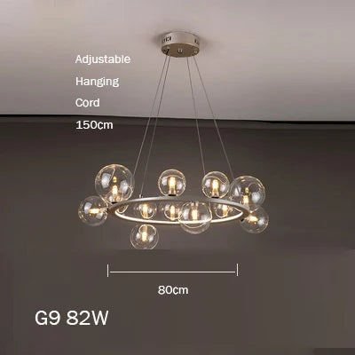 suspension lustre design bulle en verre créatif moderne