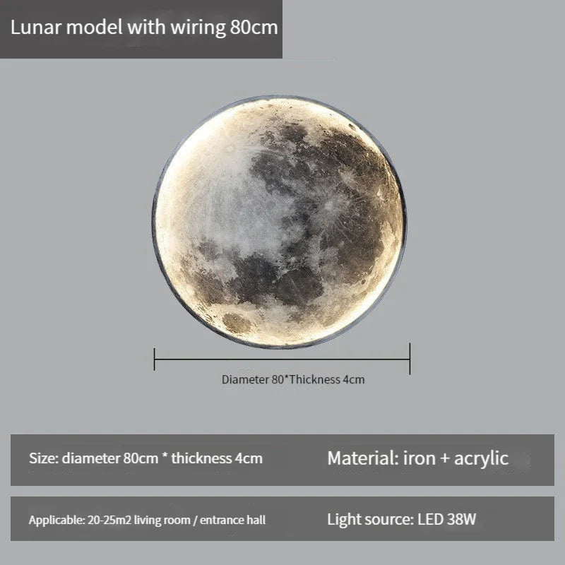 applique murale lune moderne avec intensité variable et télécommande led