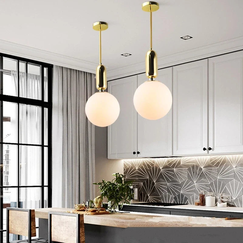 boule de verre moderne suspension lumières led éclairage intérieur décoratif