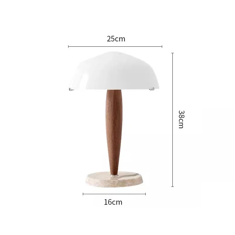 Denmark&Traraditino Herman SHY3 Walnut Wood Desk Lamp Table Light Marble Base Glass Shade