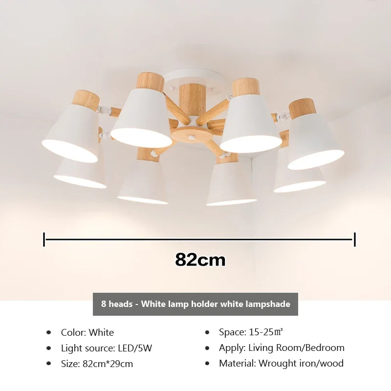 lustre nordique en bois massif éclairage moderne pour hôtel et restaurant