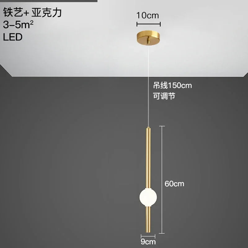 lustre à barre longue suspension avec éclairage led