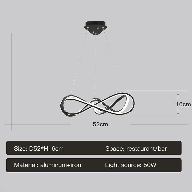suspension design moderne avec télécommande et courbes élégantes