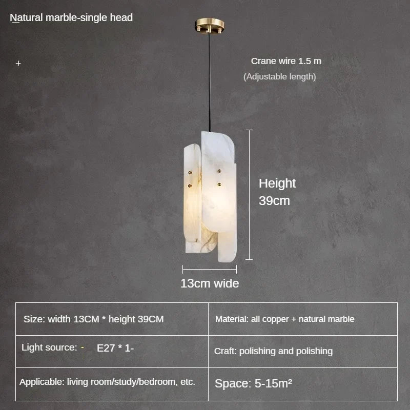 lustre moderne en marbre naturel au design minimaliste