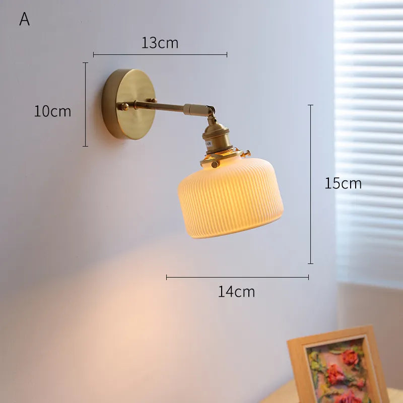 Applique LED nordique japonaise cuivre blanc