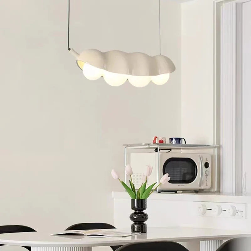 lustre en verre à pois créatifs avec éclairage en résine
