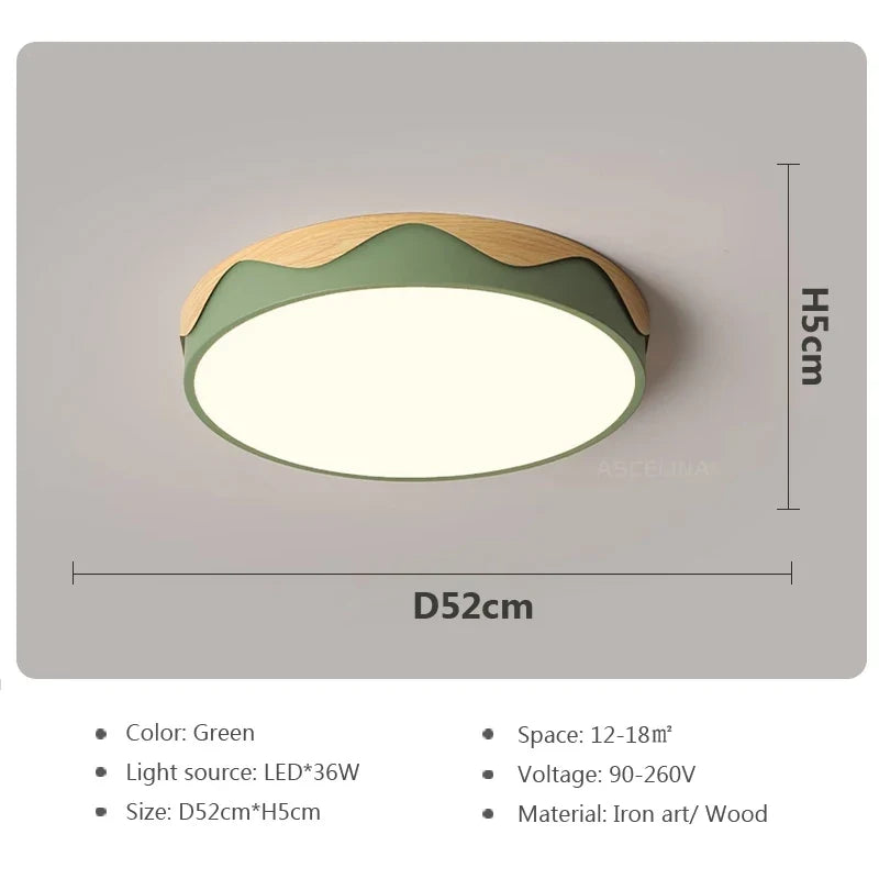plafonnier moderne à leds circulaire grain de bois éclairage décoratif