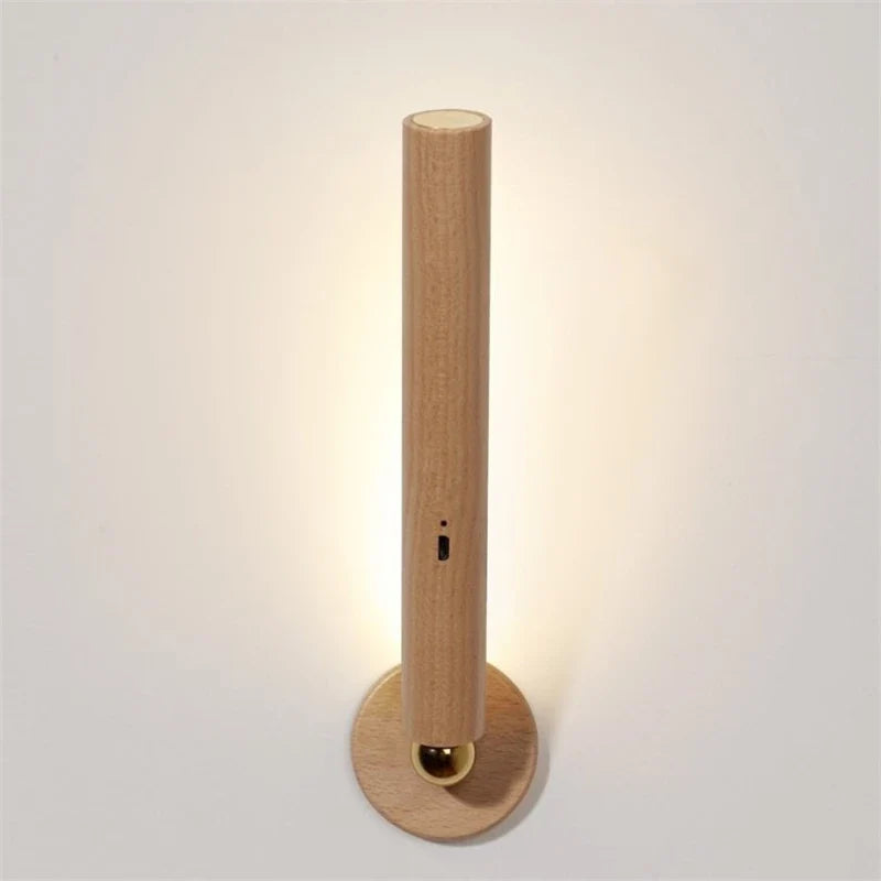 applique murale magnétique en bois avec lumière led tactile