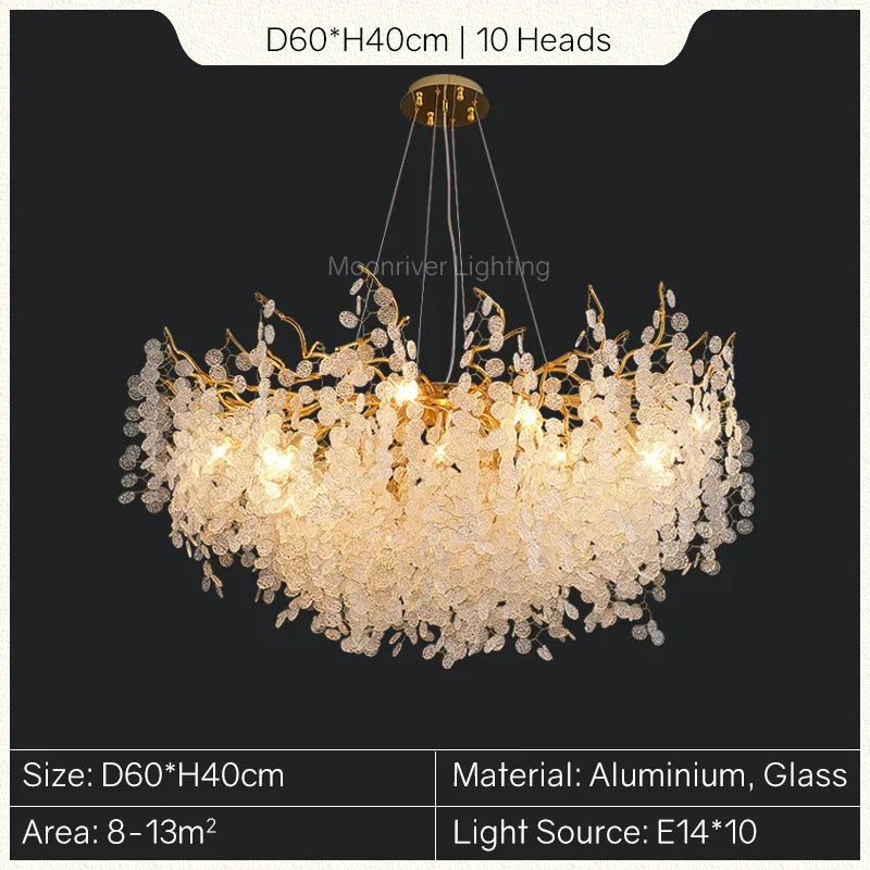 lustre en cristal doré style européen décoration intérieure élégante