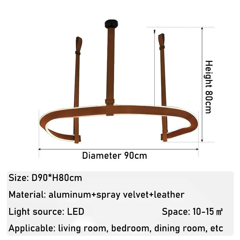 Modern leather Led chandelier dimmable dining room, living room, bedroom, hall chandelier, home decoration lighting fixture