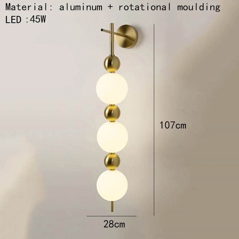 applique murale led en métal avec boule acrylique design et gradation variable