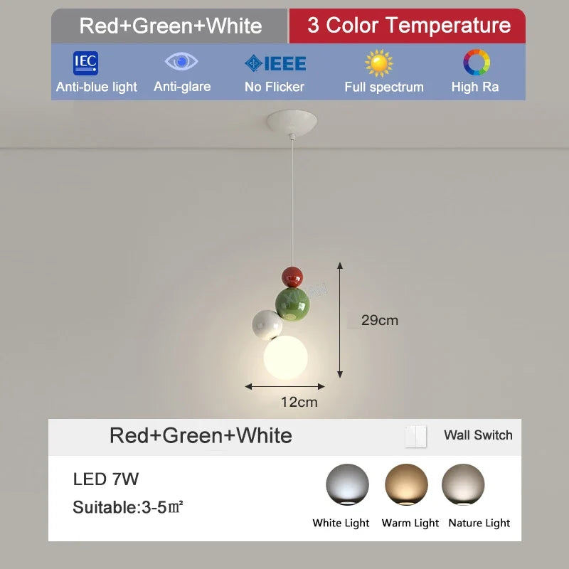 lustre suspendu en métal rond pour chambre d'enfant