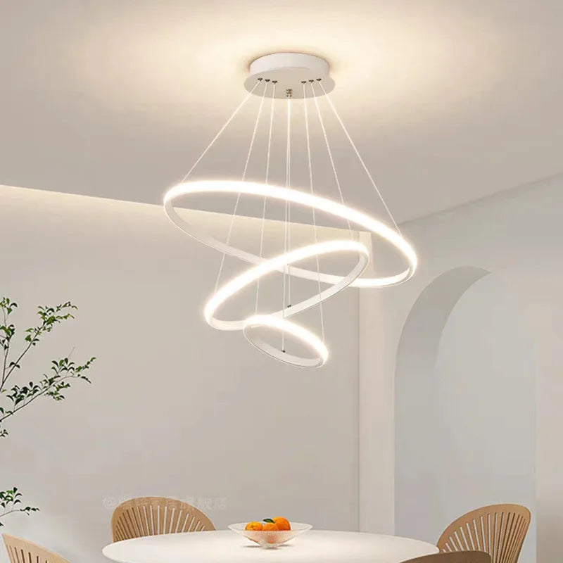 Lustre LED à trois anneaux imbriqués en spirale — Vertige