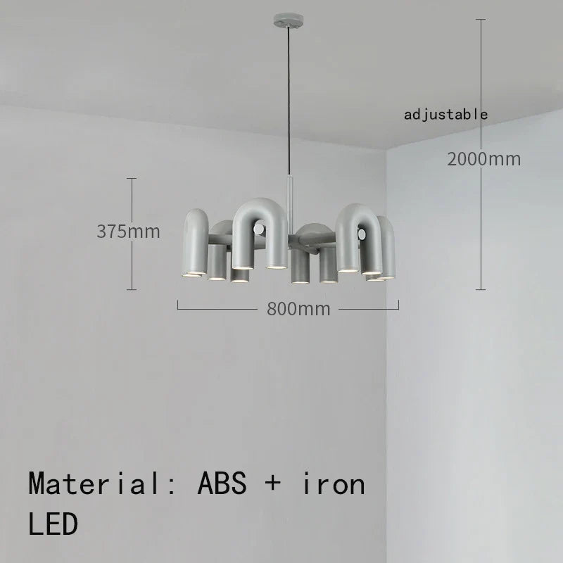 lustre art déco u tube en métal avec cordon réglable