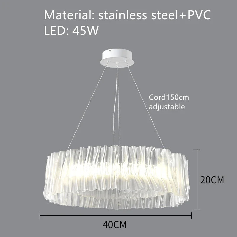 suspension design en pvc et acier inoxydable pour espaces intérieurs