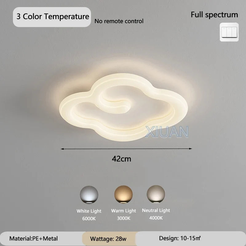 lustre scandinave nuage blanc avec télécommande optionnelle led