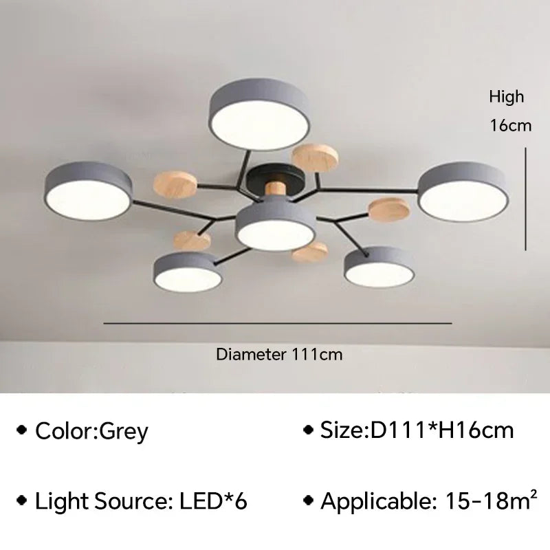 plafonnier LED en bois design nordique pour intérieur élégant