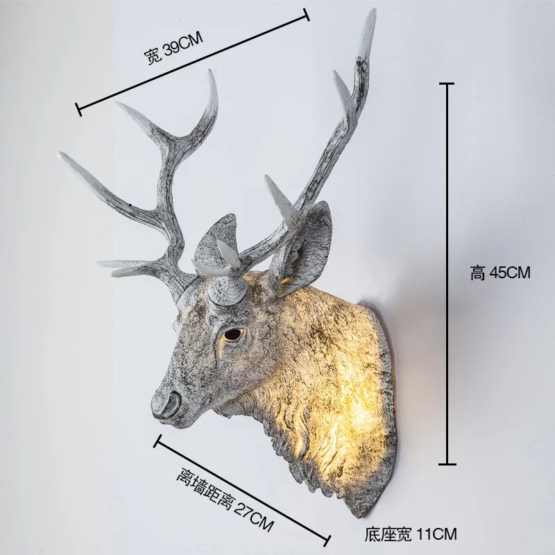 applique murale moderne en bois de cerf avec lumière led décorative