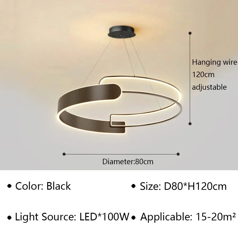 suspension moderne à led pour décoration intérieure réglable de luxe