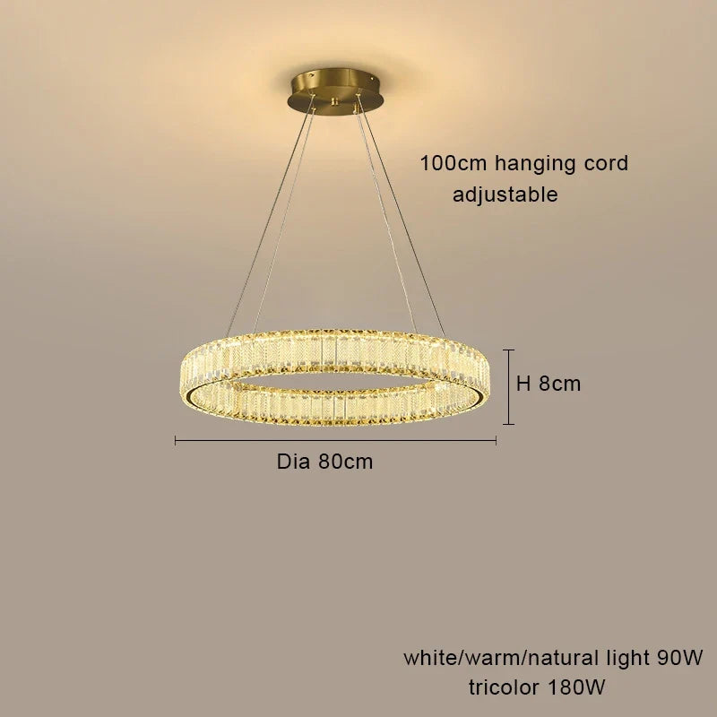 lustre moderne led en cristal style vintage pour villa