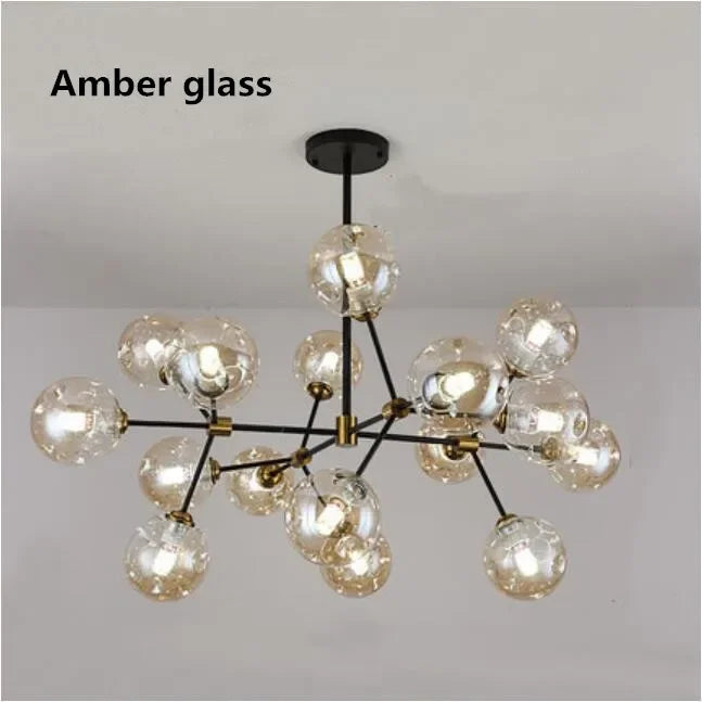lustre suspendu design en verre pour décoration intérieure