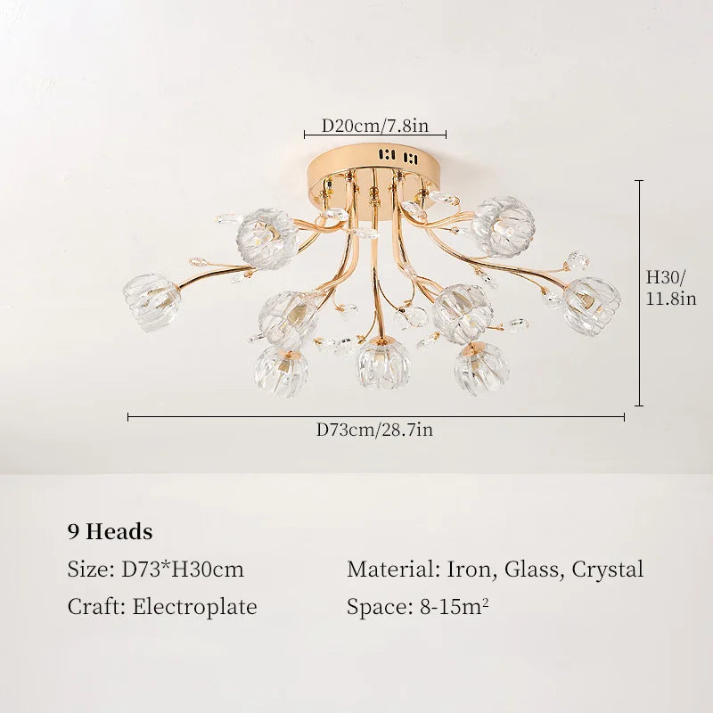 lustre moderne en verre et cristal pour décoration intérieure