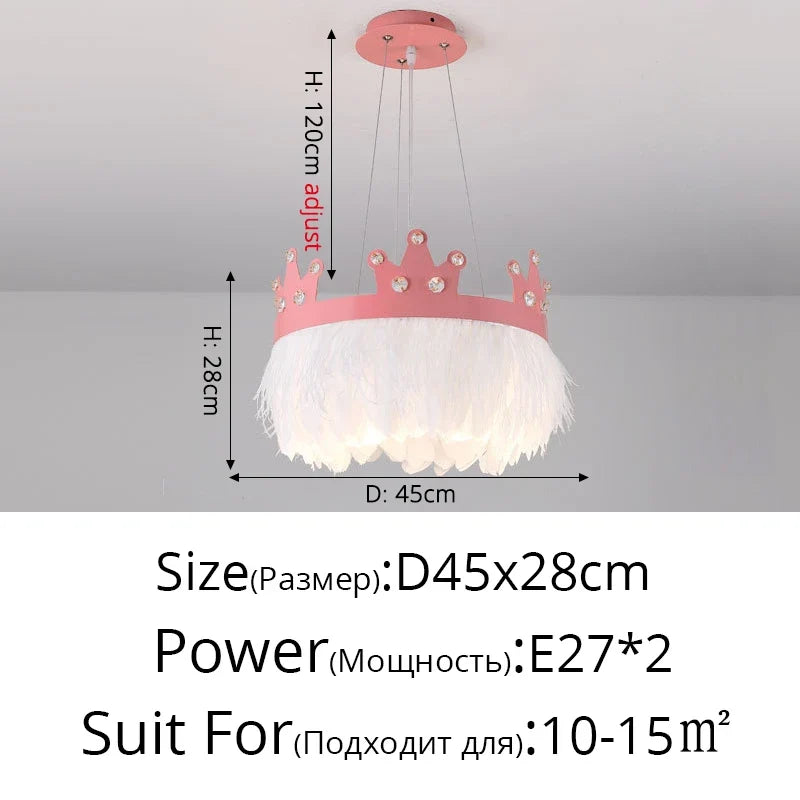 lustre nordique simple luxe avec suspension cristal plume