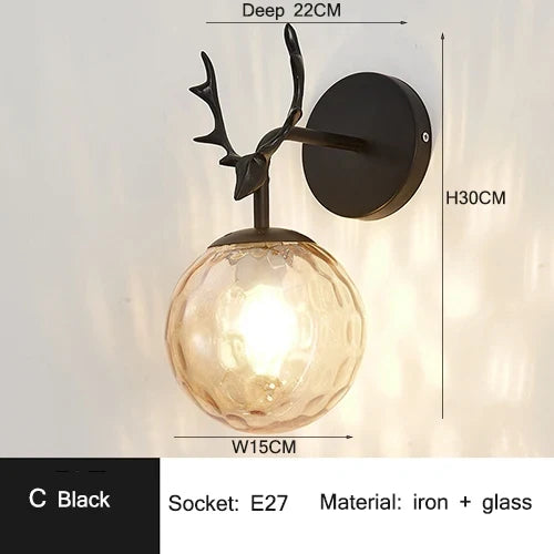 applique murale led rétro boule de verre décorative veilleuse