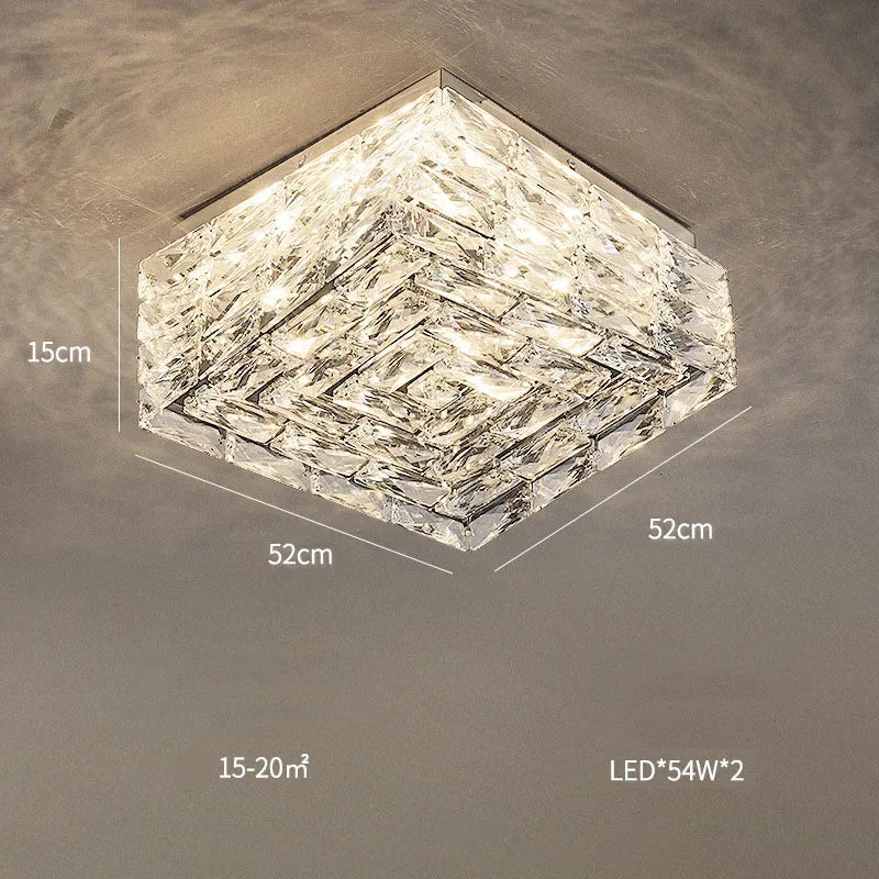 plafonnier led carré en cristal design moderne pour décoration intérieure