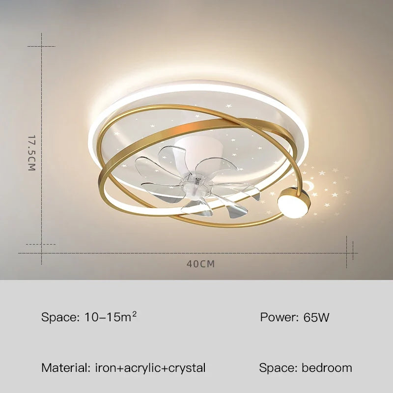 lustre moderne avec lumières et ventilateur intelligent pour intérieur