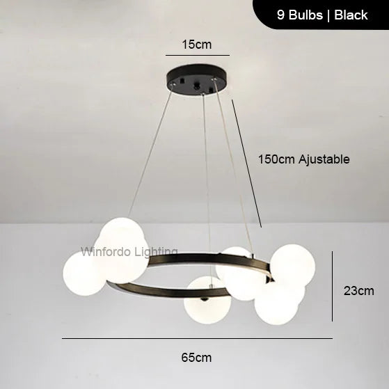 Lustre LED design doré rond à boules en verre