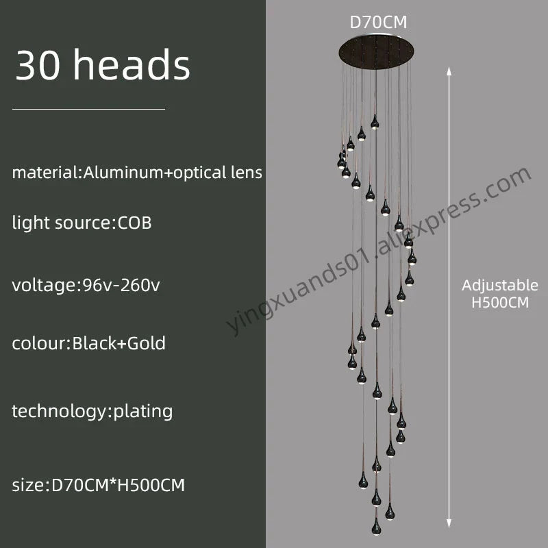 suspension moderne à led pour escalier et intérieur