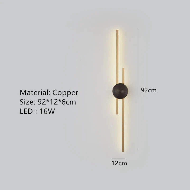 applique murale led minimaliste en laiton pour restaurant