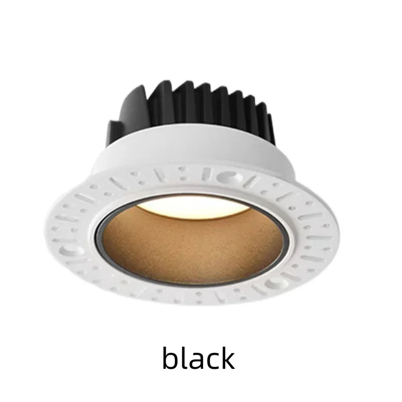 Borderless Embedded Anti Glare COB Downlight 7W 9W 12W 15W Dimmable 85-265V Spotlight Ceiling Lamp, Suitable For Hotel And villa