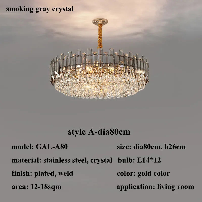 lustre de luxe moderne en cristal transparent pour décoration intérieure
