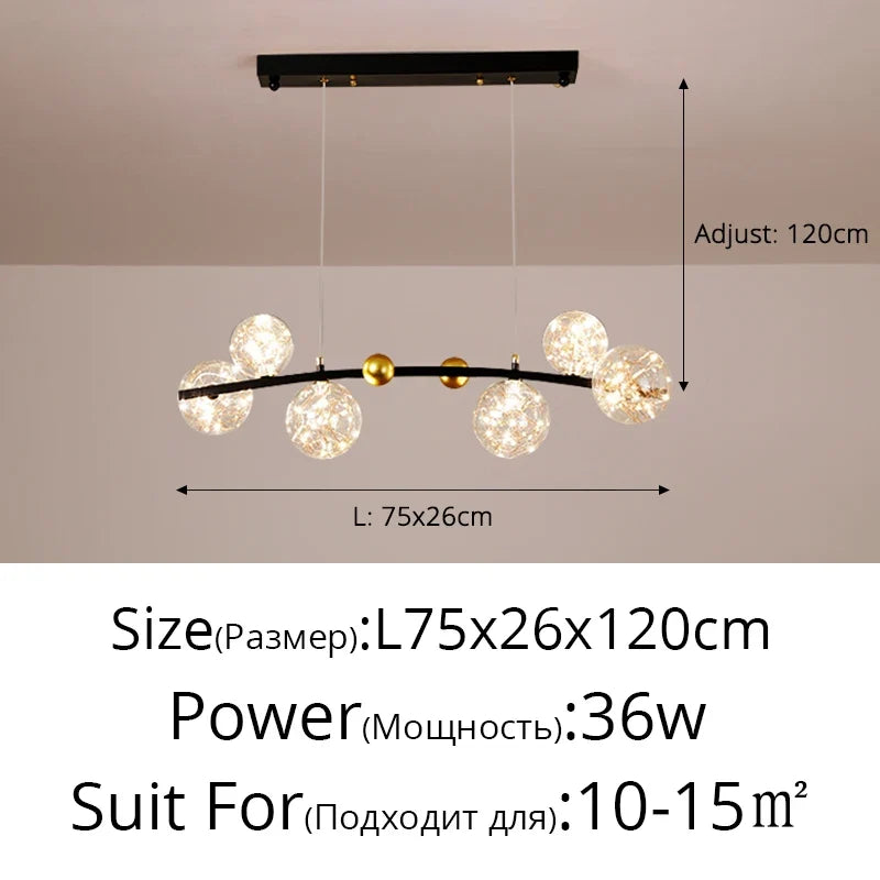 suspension led nordique boule de verre clair pour bar restaurant