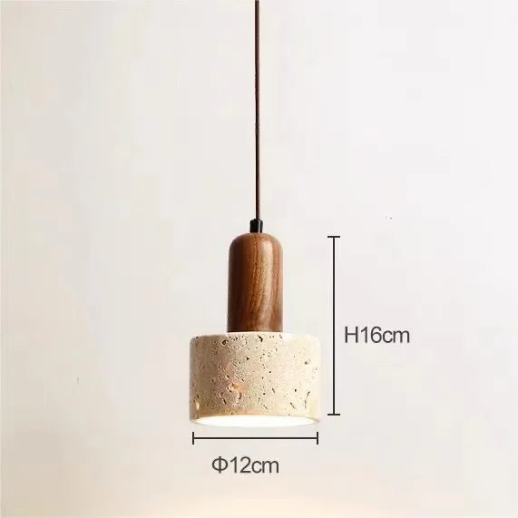 suspension led style minimaliste japonais en noyer et travertin