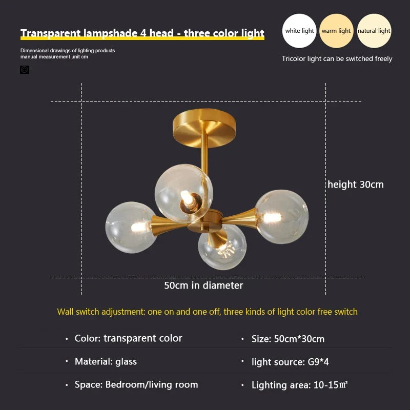 lustre moderne en verre pour un éclairage décoratif intérieur