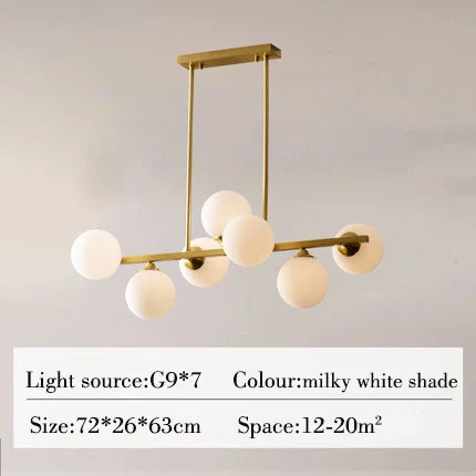 lustre suspendu en cuivre avec boule de verre pour décoration intérieure