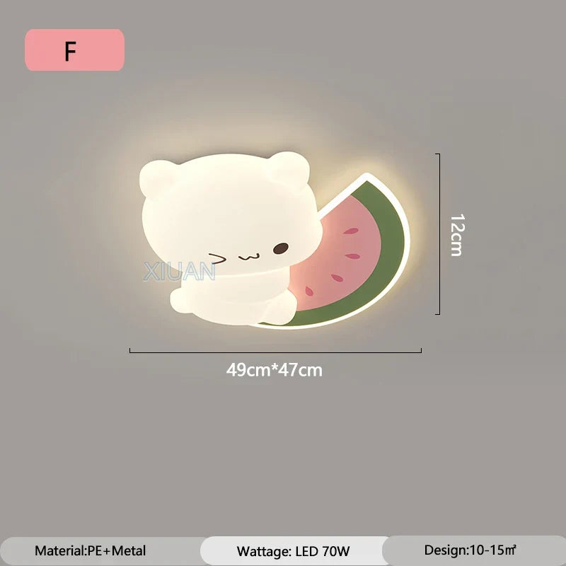 plafonnier led ours cartoon motif fruits pour enfants