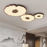 plafonnier moderne design feuille lotus en bois avec lumière led