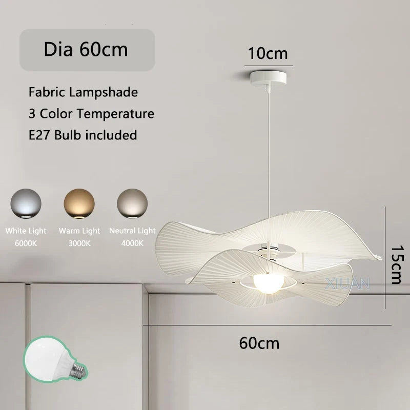 Suspension à chapeau nordique E27 lampes suspendues en tissu blanc pour salon salle à manger chambre lustre LED Luminaire d'intérieur