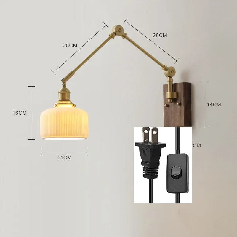 iwhd Applique murale led pivotante en cuivre avec interrupteur à chaîne