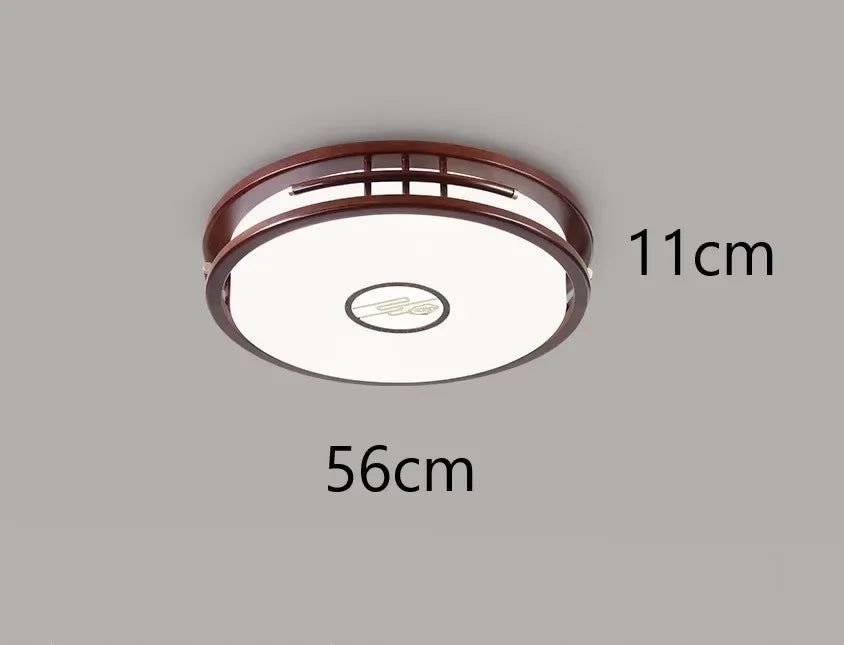 plafonnier moderne en bois massif style chinois avec lampe LED