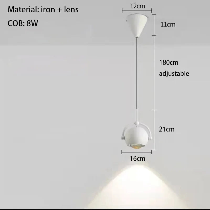suspension led rotative avec fil métallique réglable