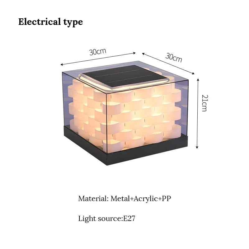 pilier lumière solaire extérieure étanche pour jardin villa