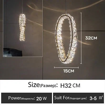 lustre led moderne en cristal de luxe adapté à l'intérieur