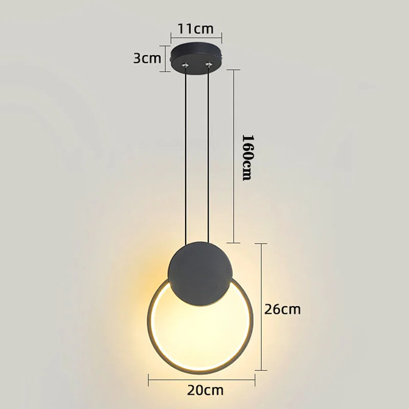 suspension moderne en acrylique lune éclipse avec lumière led
